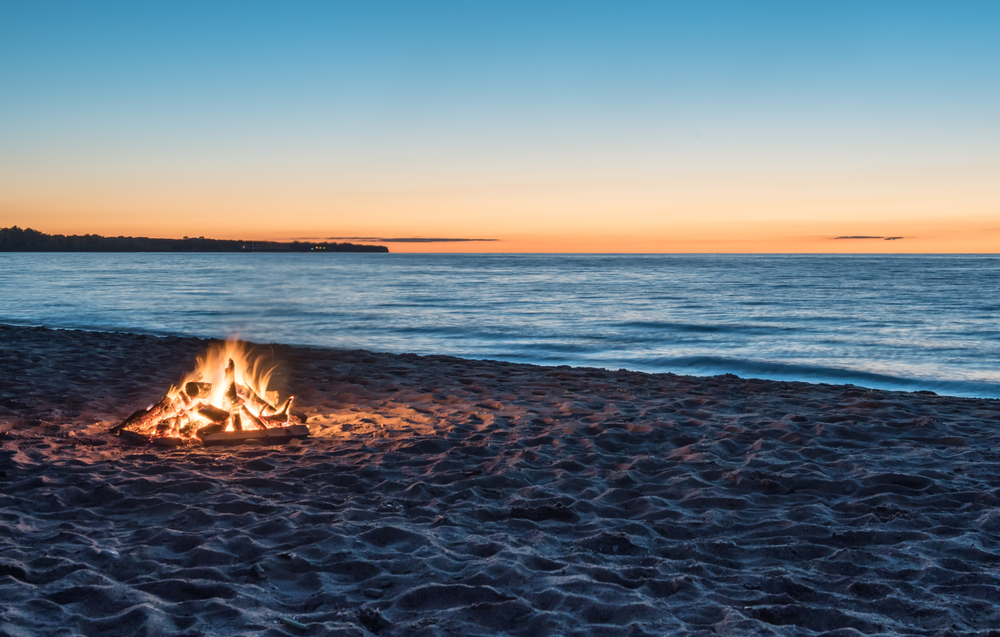 Beautiful bonfire on the beach