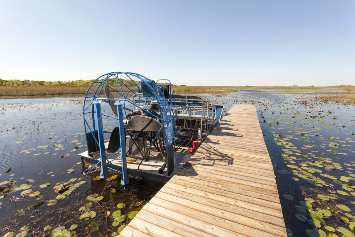 airboat next to the dock